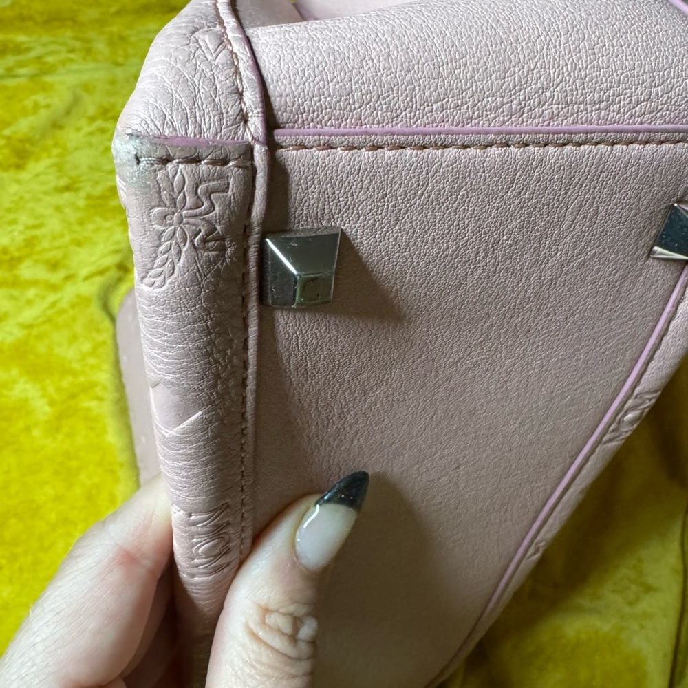 MCM Pink Embossed Leather Tote Bag - Picture 14 of 16